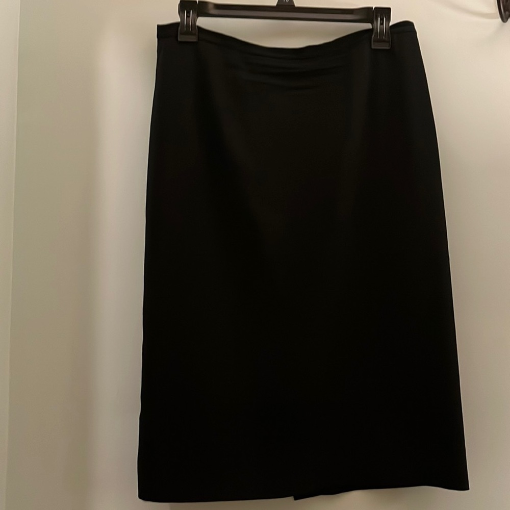 Black stretch wool pencil skirt.